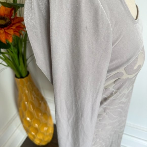 Free People NWT Silver Gray Damask Pattern Velour Dress - Picture 5 of 16